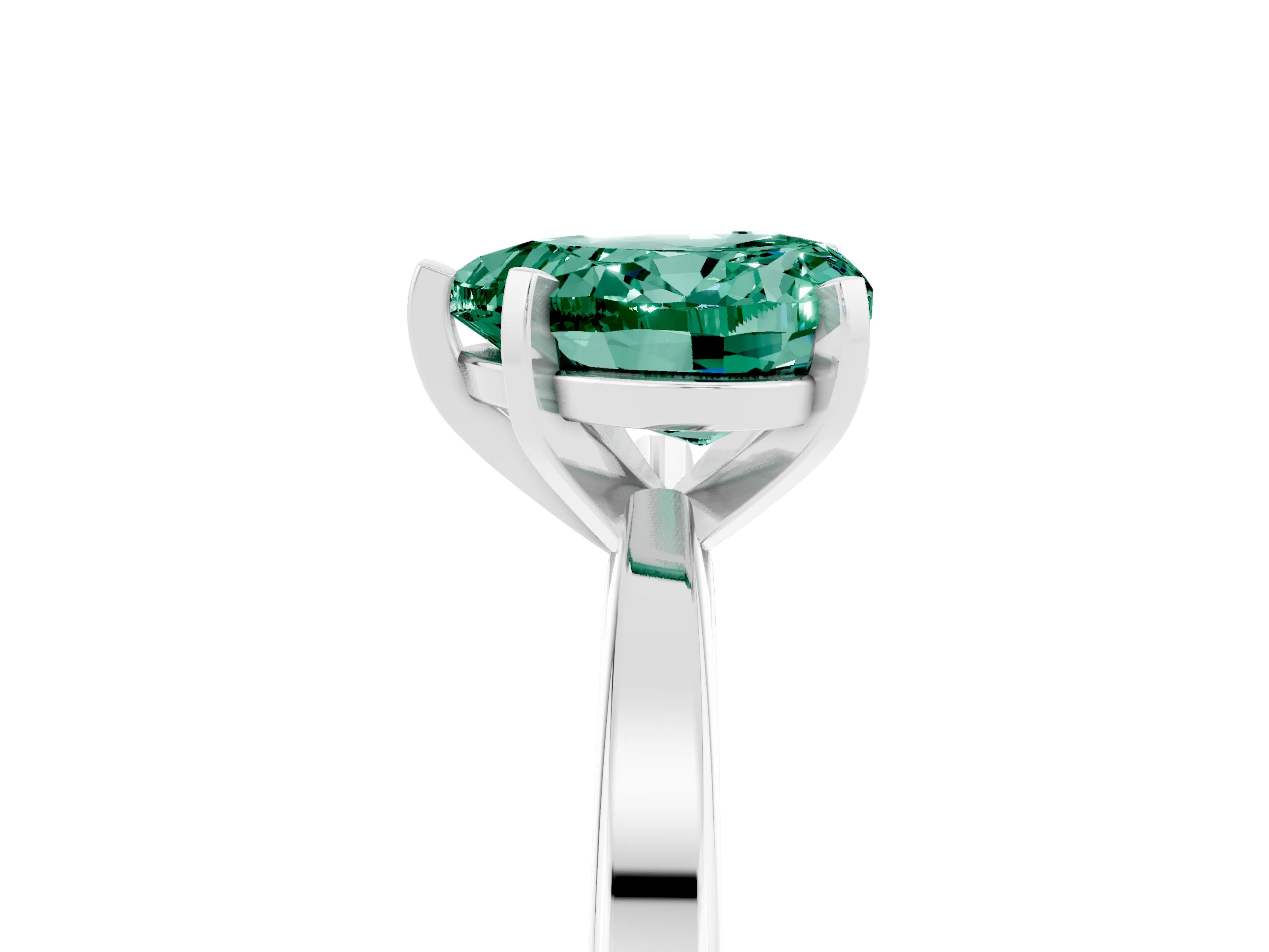 White gold Heart Cut Green Sapphire Solitaire Engagement Ring with Classic Band and Four-Prong Setting_29