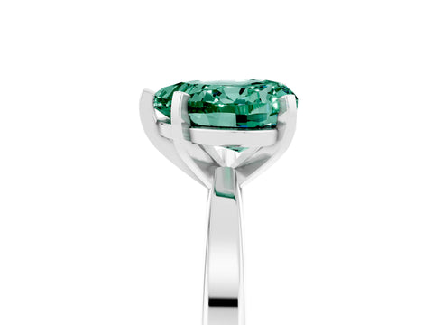 White gold Heart Cut Green Sapphire Solitaire Engagement Ring with Classic Band and Four-Prong Setting_29