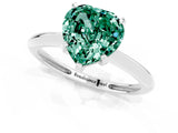 White gold Heart Cut Green Sapphire Solitaire Engagement Ring with Classic Band and Four-Prong Setting_37