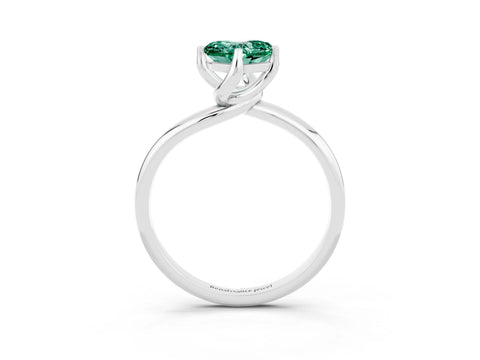 White gold Heart Cut Green Sapphire Solitaire Engagement Ring with Four-Prong Setting and Classic Band_15
