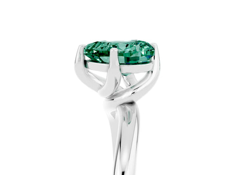 White gold Heart Cut Green Sapphire Solitaire Engagement Ring with Four-Prong Setting and Classic Band_17