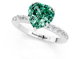 White gold Heart Cut Green Sapphire Solitaire Engagement Ring with Pavé Band and Four-Prong Setting_1