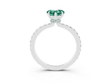 White gold Heart Cut Green Sapphire Solitaire Engagement Ring with Pavé Band and Four-Prong Setting_3