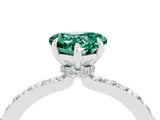 White gold Heart Cut Green Sapphire Solitaire Engagement Ring with Pavé Band and Four-Prong Setting_4