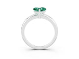 White gold Heart Cut Green Sapphire Solitaire Engagement Ring with Round Band and Four-Prong Setting_3