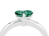 White gold Heart Cut Green Sapphire Solitaire Engagement Ring with Round Band and Four-Prong Setting_4