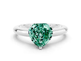 White gold Heart Cut Green Sapphire Solitaire Engagement Ring with Round Band and Four-Prong Setting
