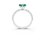 White gold Heart Cut Green Sapphire Solitaire Pavé Band with Four-Prong Setting_3