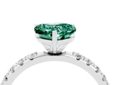 White gold Heart Cut Green Sapphire Solitaire Pavé Band with Four-Prong Setting_4
