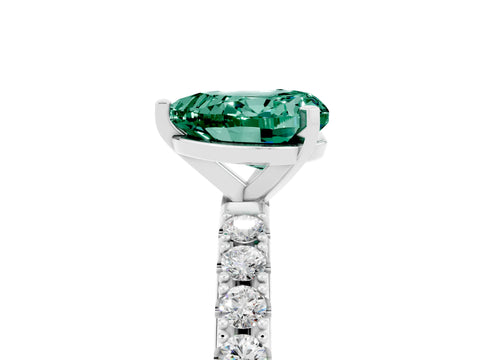 White gold Heart Cut Green Sapphire Solitaire Pavé Band with Four-Prong Setting_5