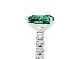White gold Heart Cut Green Sapphire Solitaire Pavé Band with Four-Prong Setting_5
