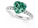 White gold Heart Cut Green Sapphire Solitaire Pavé Engagement Ring with Round Band and Prong Setting_13