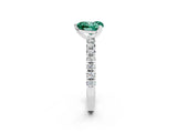 White gold Heart Cut Green Sapphire Solitaire Pavé Engagement Ring with Round Band and Prong Setting_14