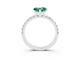White gold Heart Cut Green Sapphire Solitaire Pavé Engagement Ring with Round Band and Prong Setting_15
