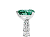 White gold Heart Cut Green Sapphire Solitaire Pavé Engagement Ring with Round Band and Prong Setting_17