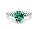 White gold Heart Cut Green Sapphire Solitaire Pavé Engagement Ring with Round Band and Prong Setting_78
