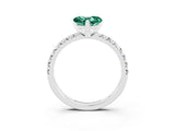 White gold Heart Cut Green Sapphire Solitaire Pavé Engagement Ring with Round Band and Prong Setting_81