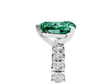 White gold Heart Cut Green Sapphire Solitaire Pavé Engagement Ring with Round Band and Prong Setting_83