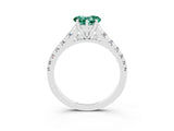 White gold Heart Cut Green Sapphire Solitaire Ring with Cathedral Setting and Pavé Band_3