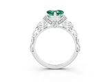 White gold Heart Cut Green Sapphire Solitaire Ring with Filigree Band and Four-Prong Setting_27