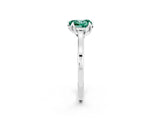 White gold Heart Cut Green Sapphire Solitaire Ring with Flower Prong Setting and Classic Band_14