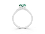 White gold Heart Cut Green Sapphire Solitaire Ring with Flower Prong Setting and Classic Band_15