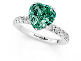 White gold Heart Cut Green Sapphire Solitaire Ring with Pavé Accents and Four-Prong Setting_1
