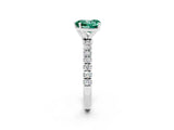 White gold Heart Cut Green Sapphire Solitaire Ring with Pavé Accents and Four-Prong Setting_2
