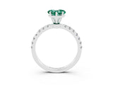 White gold Heart Cut Green Sapphire Solitaire Ring with Pavé Accents and Four-Prong Setting_3