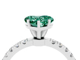 White gold Heart Cut Green Sapphire Solitaire Ring with Pavé Accents and Four-Prong Setting_4
