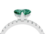 White gold Heart Cut Green Sapphire Solitaire Ring with Pavé Band and Four-Prong Setting_28