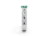 White gold Heart Cut Green Sapphire Solitaire Ring with Pavé and Channel Set Band_2