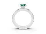 White gold Heart Cut Green Sapphire Solitaire Ring with Pavé and Channel Set Band_3