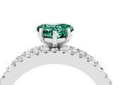 White gold Heart Cut Green Sapphire Solitaire Ring with Pavé and Channel Set Band_4