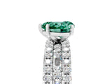 White gold Heart Cut Green Sapphire Solitaire Ring with Pavé and Channel Set Band_5