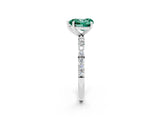 White gold Heart Cut Green Sapphire Solitaire Ring with Pave Band and Four Prong Setting_26