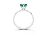 White gold Heart Cut Green Sapphire Solitaire Ring with Pave Band and Four Prong Setting_27