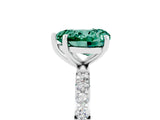 White gold Heart Cut Green Sapphire Solitaire Ring with Pave Band and Four Prong Setting_29