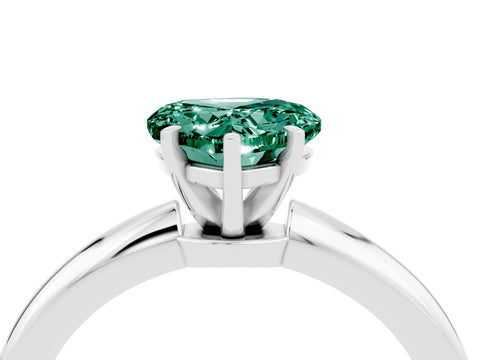 White gold Heart Cut Green Sapphire Solitaire Ring with Six-Prong Setting and Classic Band_16