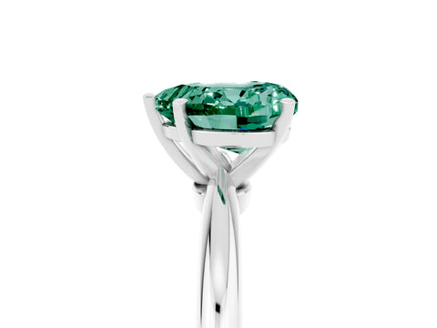 White gold Heart Cut Green Sapphire Solitaire Ring with Six-Prong Setting and Classic Band_17