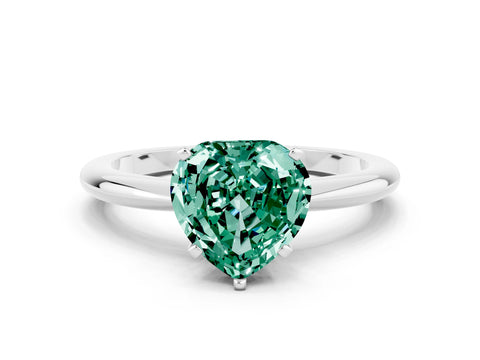 White gold Heart Cut Green Sapphire Solitaire Ring with Six-Prong Setting and Classic Band_24