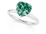 White gold Heart Cut Green Sapphire Solitaire Ring with Thin Band and Four-Prong Setting_1
