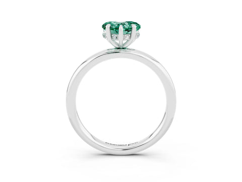 White gold Heart Cut Green Sapphire Solitaire Ring with Thin Band and Four-Prong Setting_3