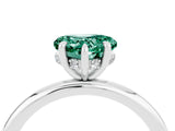 White gold Heart Cut Green Sapphire Solitaire Ring with Thin Band and Four-Prong Setting_4