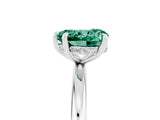 White gold Heart Cut Green Sapphire Solitaire Ring with Thin Band and Four-Prong Setting_5