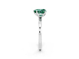 White gold Heart Cut Green Sapphire Solitaire Ring with Thin Band and Prong Setting_14