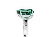 White gold Heart Cut Green Sapphire Solitaire Ring with Thin Band and Prong Setting_17