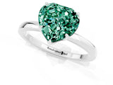 White gold Heart Cut Green Sapphire Solitaire Ring with Thin Band and Prong Setting_19