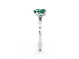 White gold Heart Cut Green Sapphire Solitaire Ring with Thin Band and Prong Setting_20