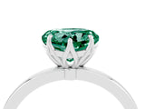 White gold Heart Cut Green Sapphire Solitaire Ring with Thin Band and Prong Setting_22